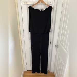 Black Blouson Jumpsuit with Cutout in Back | Size 10